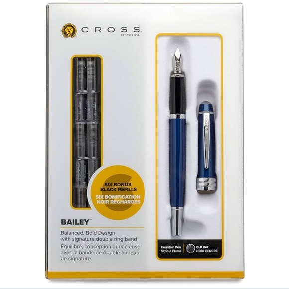 NWT Cross Bailey Blue Fountain Pen Set - Picture 1 of 5